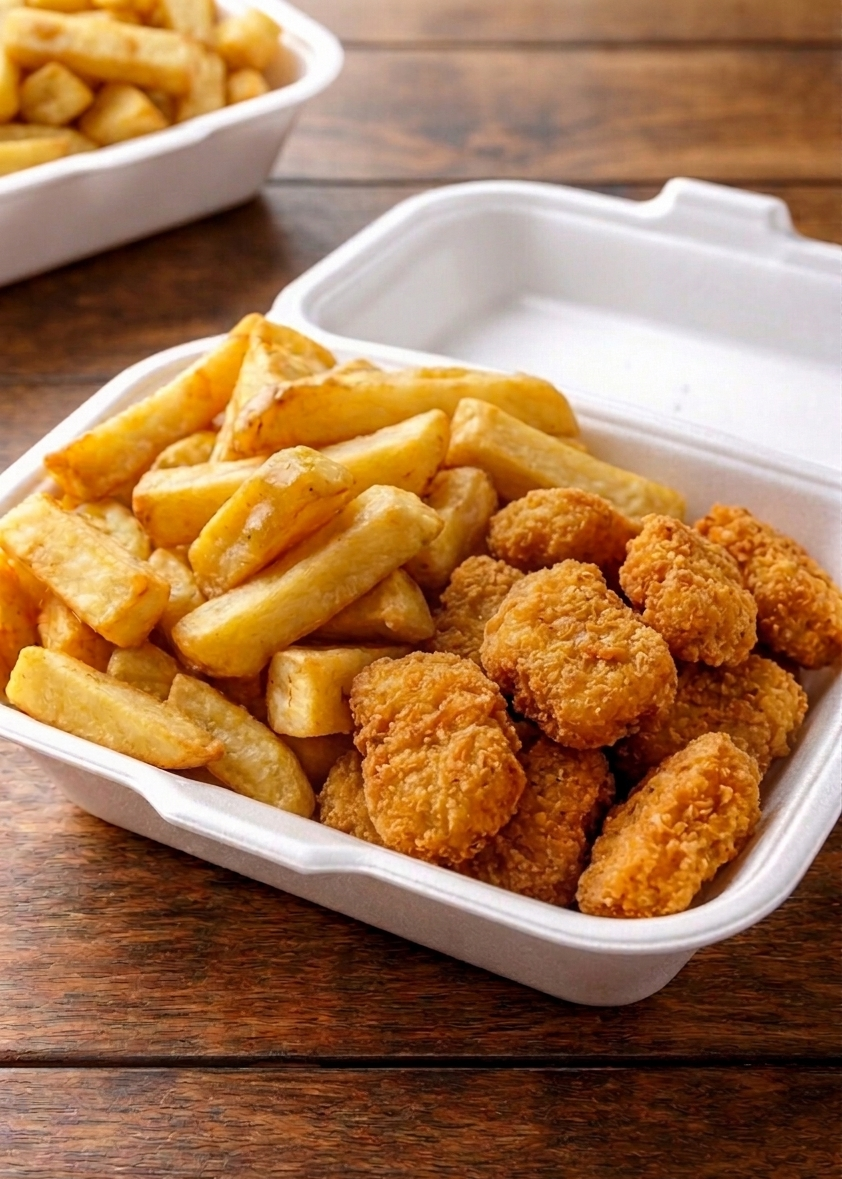 Chicken nuggets and chips