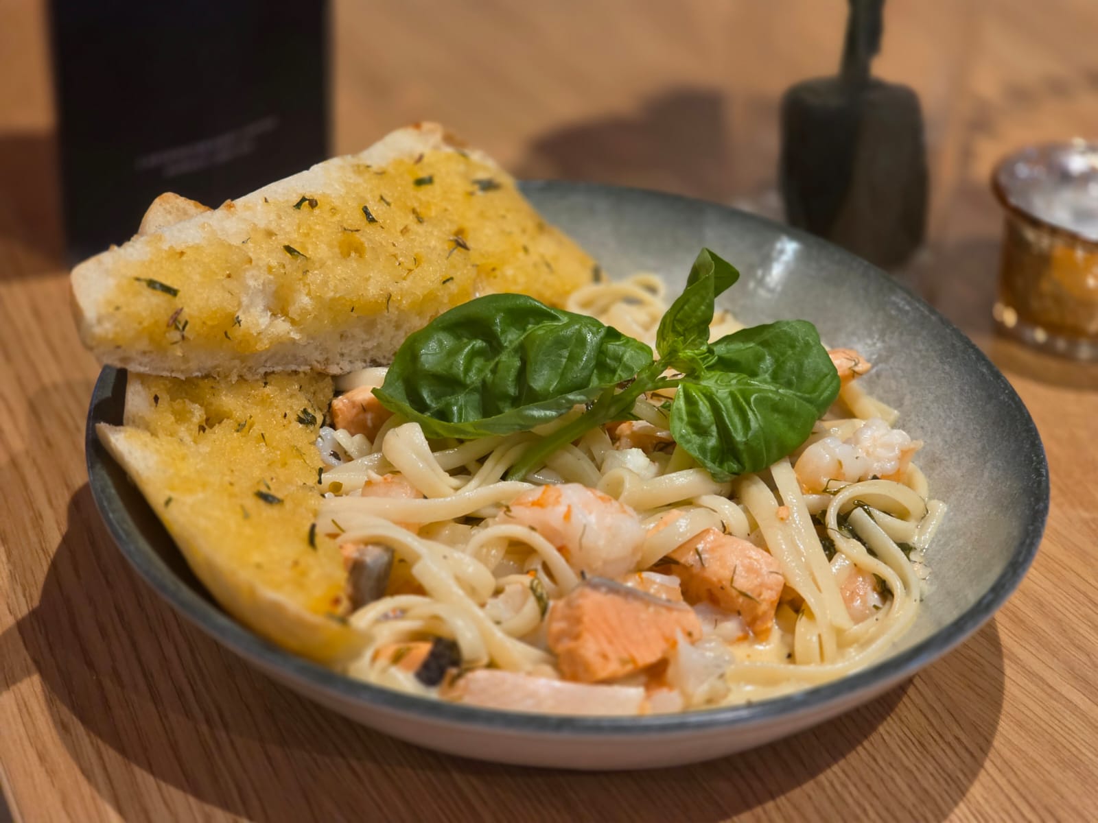 Salmon and Prawn Linguine